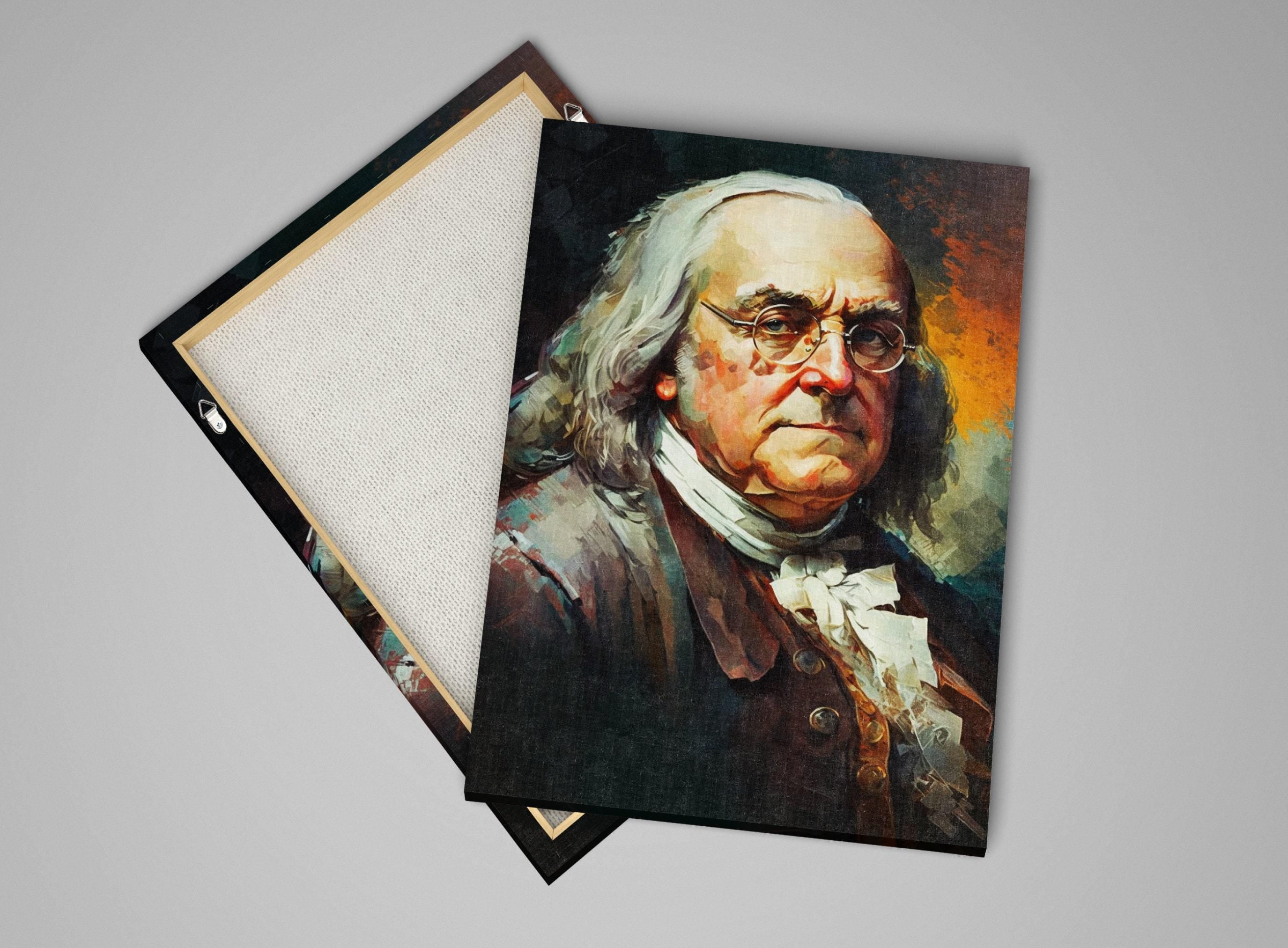 Benjamin Franklin Canvas Art - Founding Father Portrait | Historical Wall Art Print