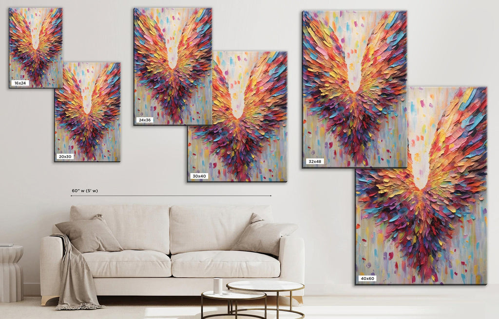 Angel Wings Painting - Celestial Wall Art on Gallery Wrapped Canvas, Ready to Hang