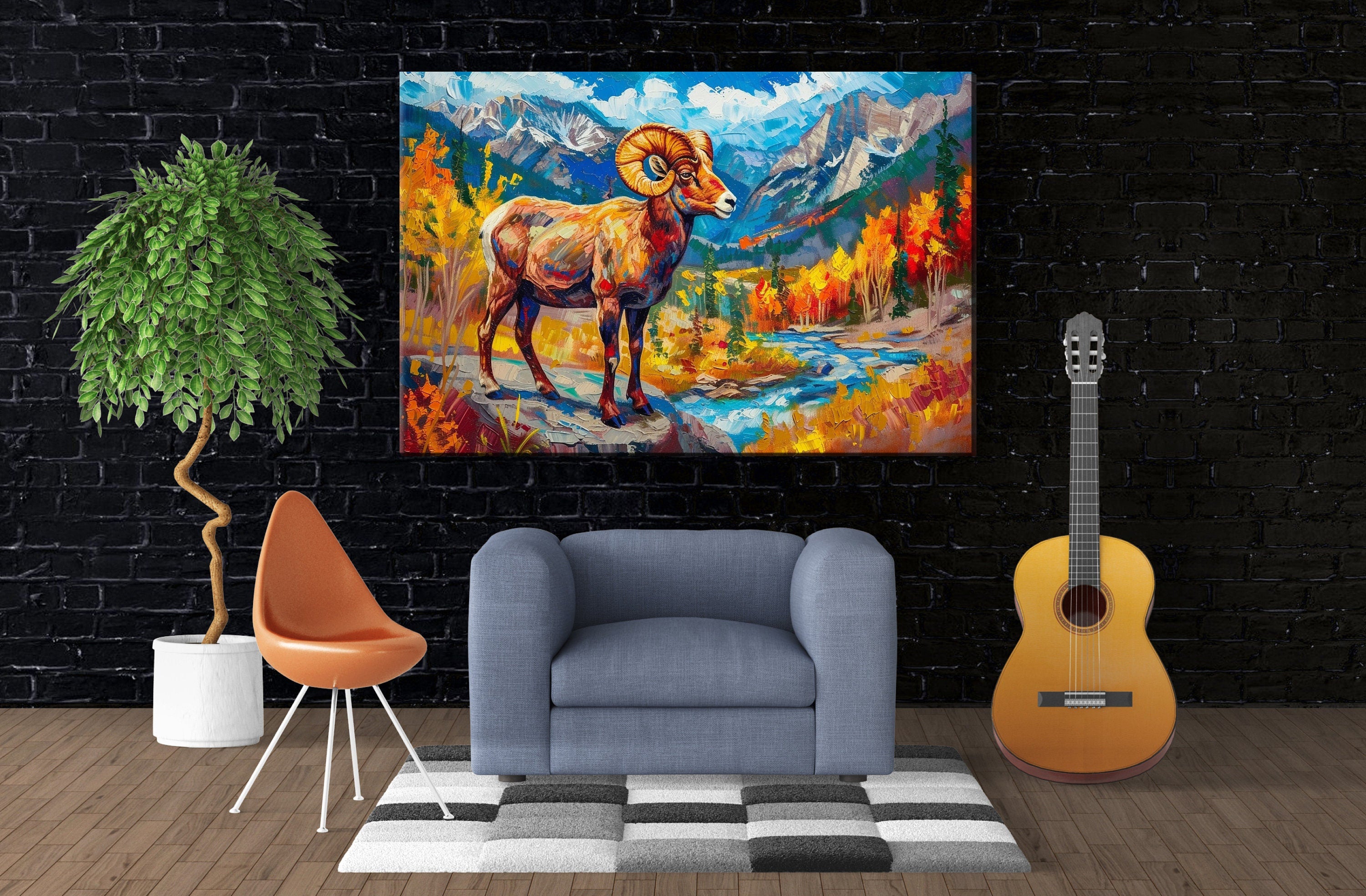 Bighorn Sheep Art - Large Gallery Wrapped Canvas | Mountain Wildlife Print Decor