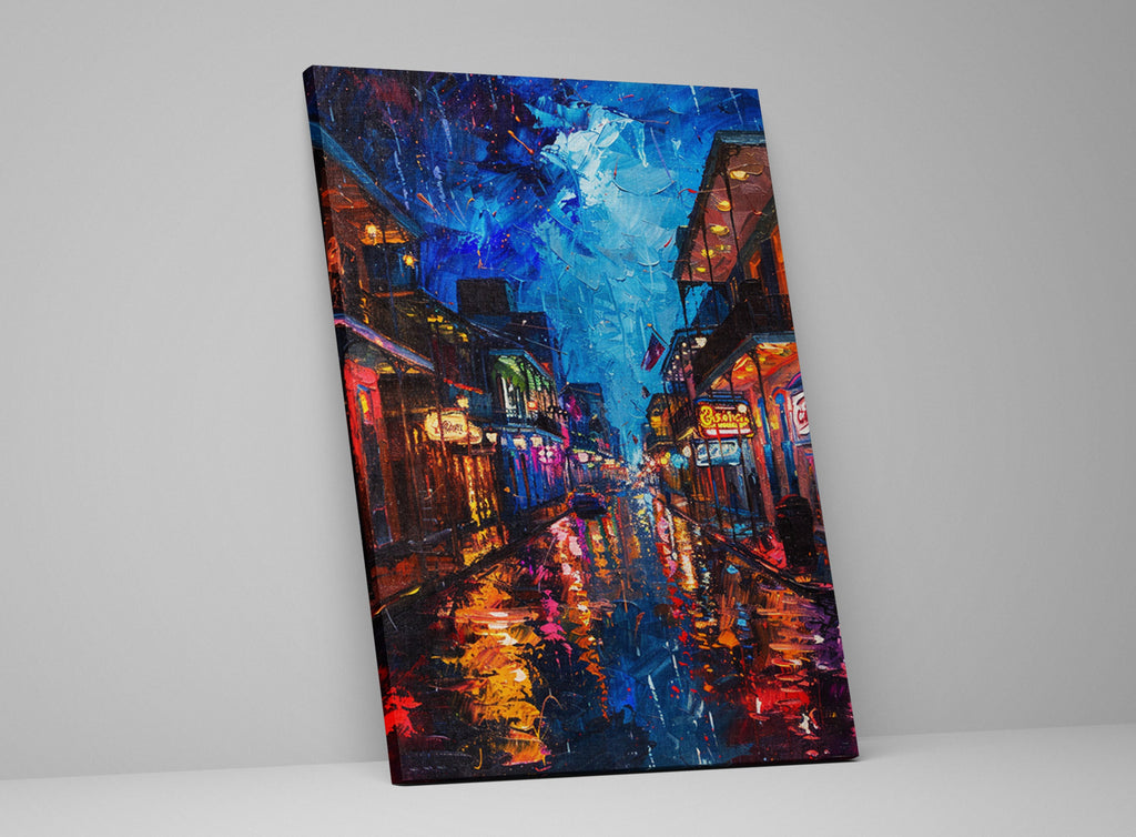 New Orleans Night Art – French Quarter Art on Large Gallery Wrapped Canvas, Ready to Hang