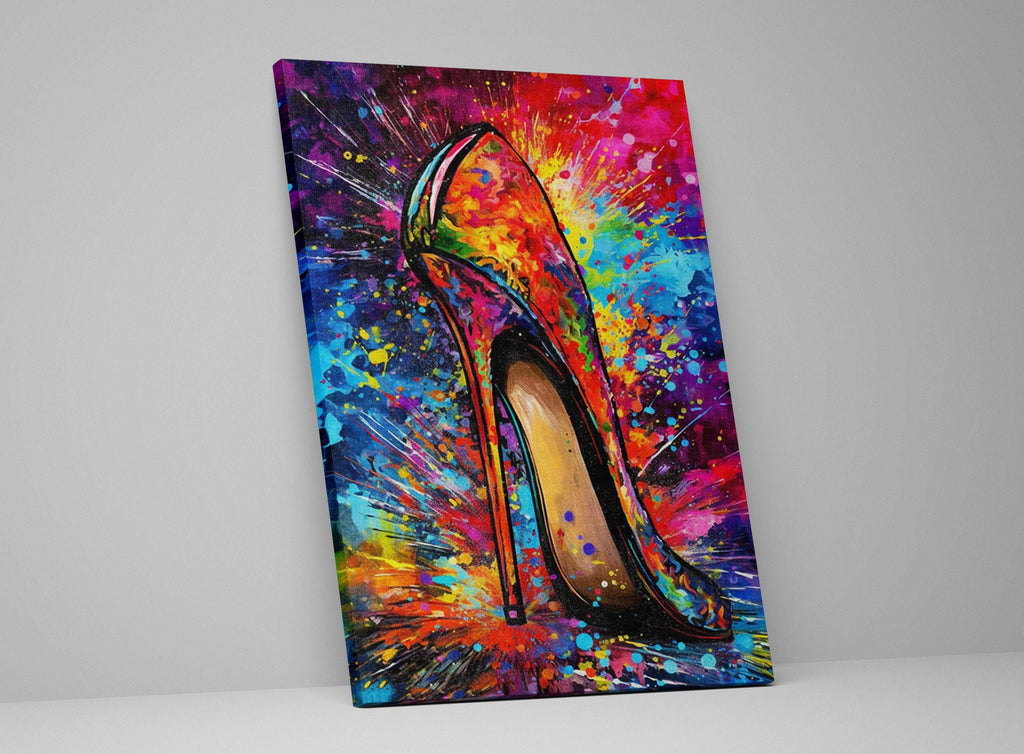 High Heel Painting - Colorful Canvas Wall Art with Stylish Heels Decor