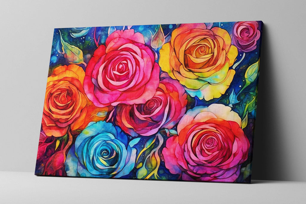 Modern Rose Wall Art - Vibrant Floral Canvas Art | Large Canvas Print