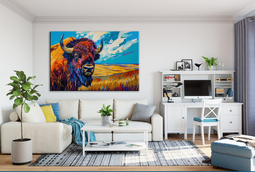 Bison Wall Art – Large Buffalo Canvas Print | Gallery Wrapped Prairie Decor