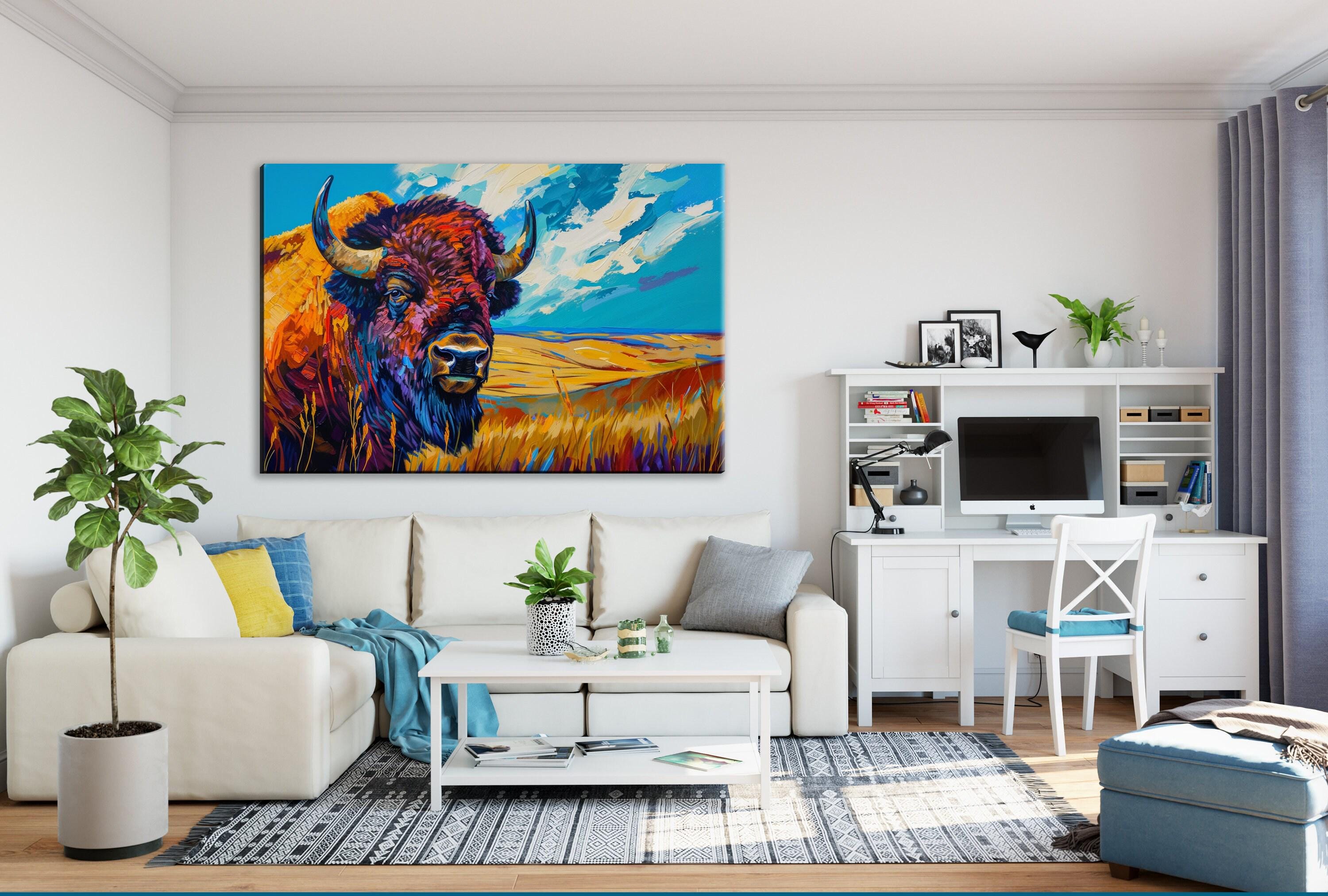 Bison Wall Art – Large Buffalo Canvas Print | Gallery Wrapped Prairie Decor