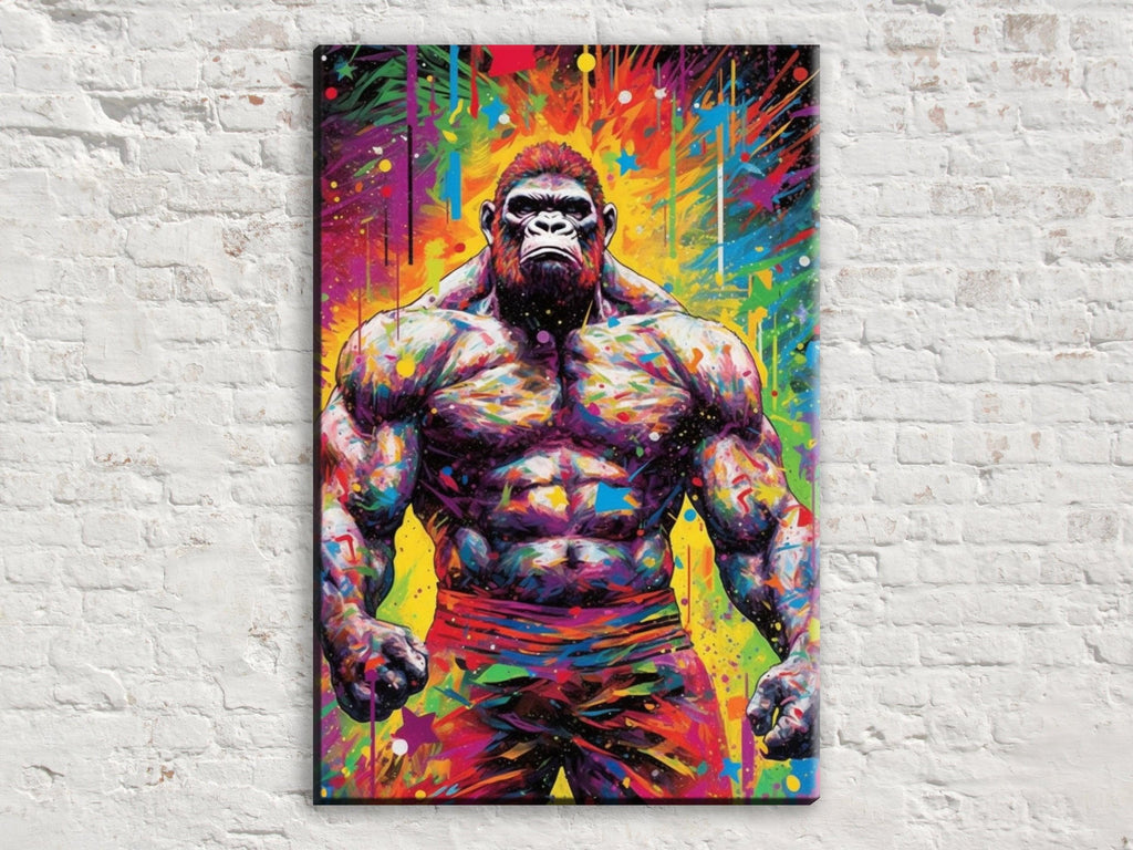 Muscle Gorilla Art - Large Canvas Art | Gallery Wrapped Bodybuilder Gym Print