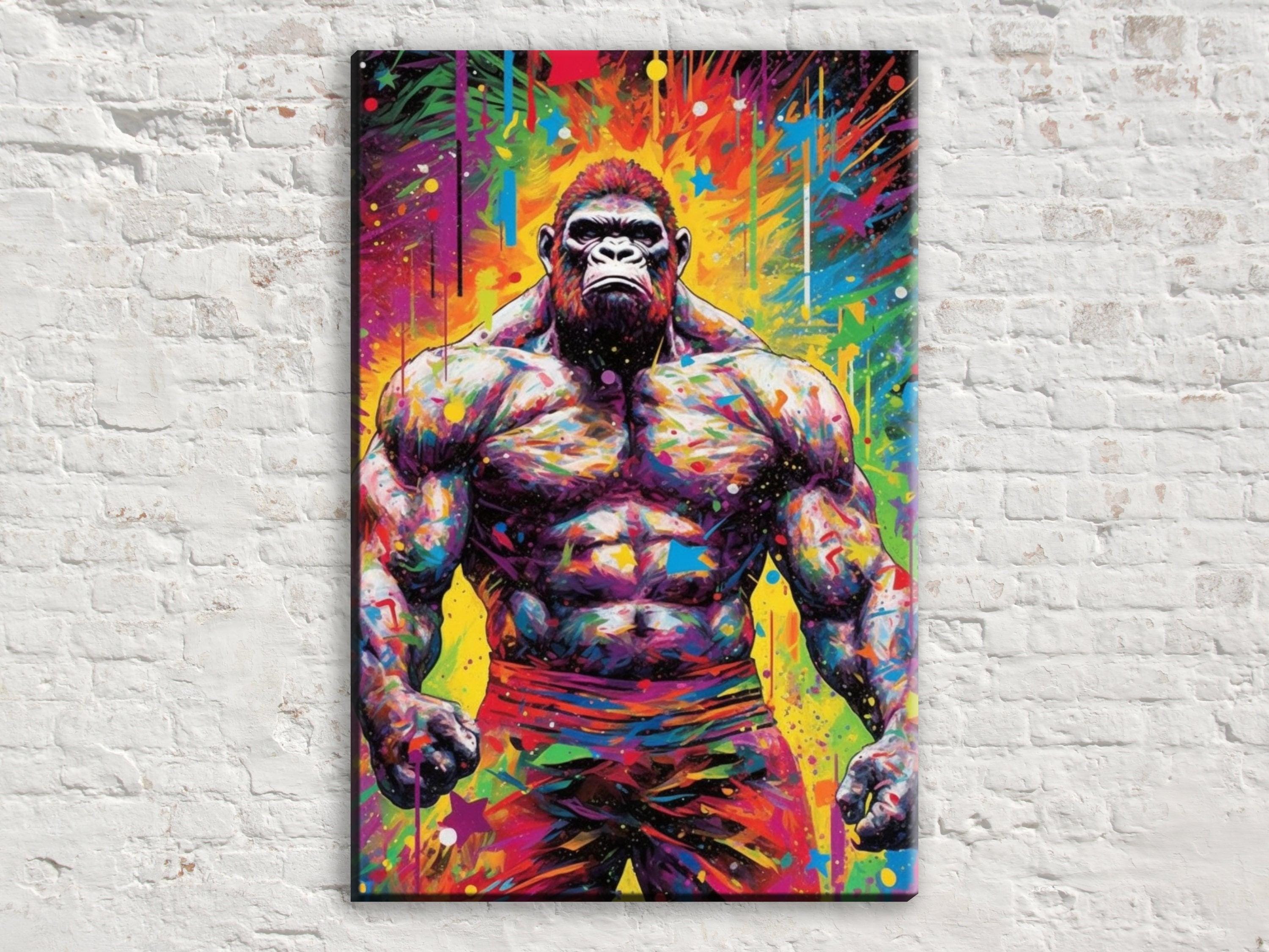 Muscle Gorilla Art - Large Canvas Art | Gallery Wrapped Bodybuilder Gym Print
