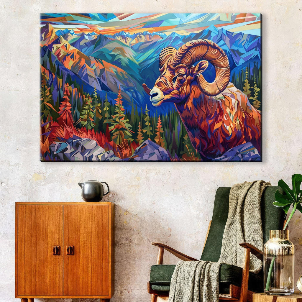 Bighorn Sheep Canvas | Vibrant Wildlife Art Print - Gallery Wrapped, Ready to Hang