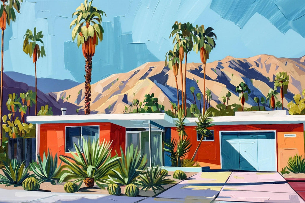 Mid-Century Modern Canvas – Palm Springs Decor | Gallery Wrapped Large Wall Art