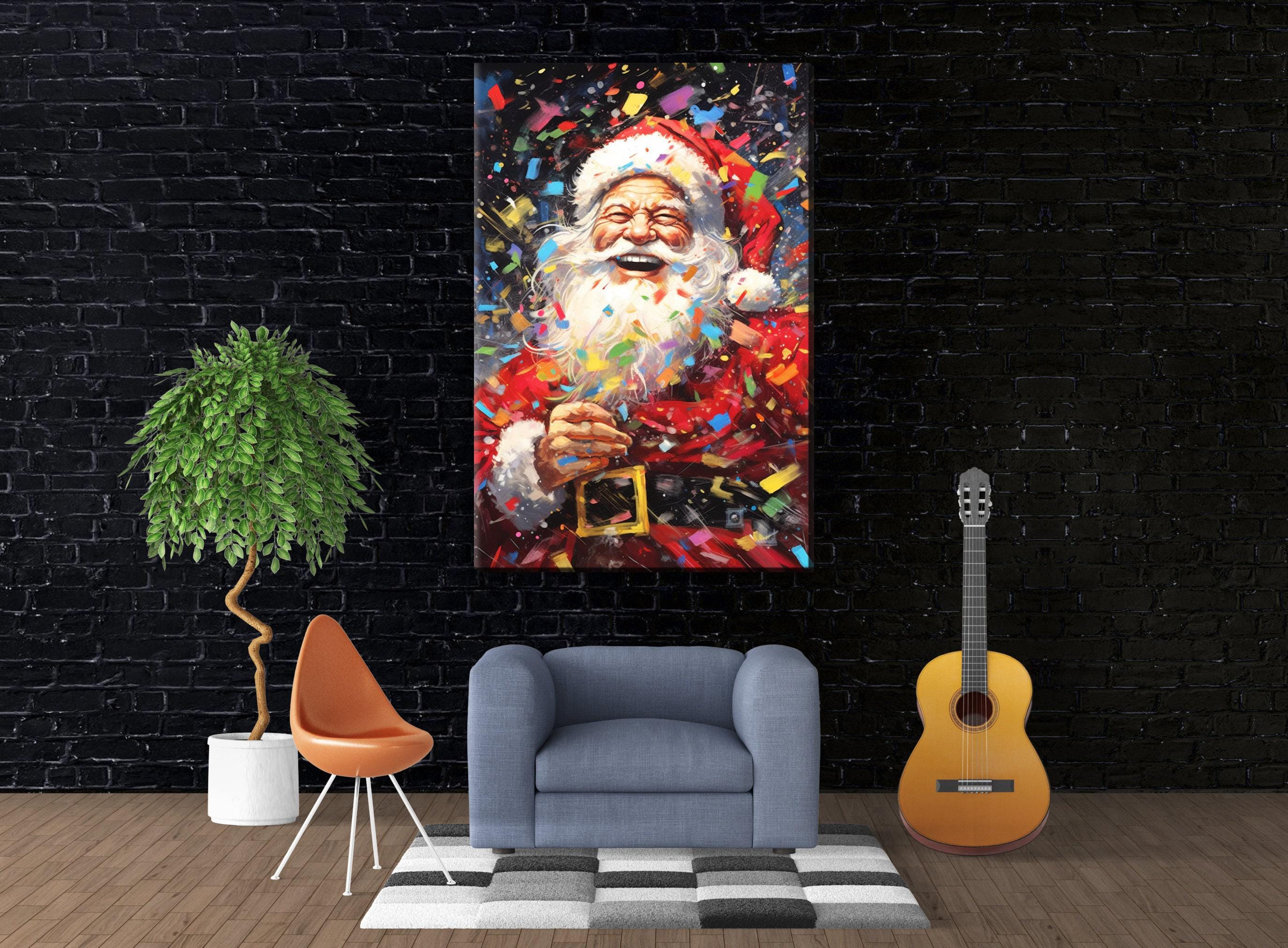 Santa Claus Wall Art - Large Christmas Canvas Print | Festive Holiday Decor