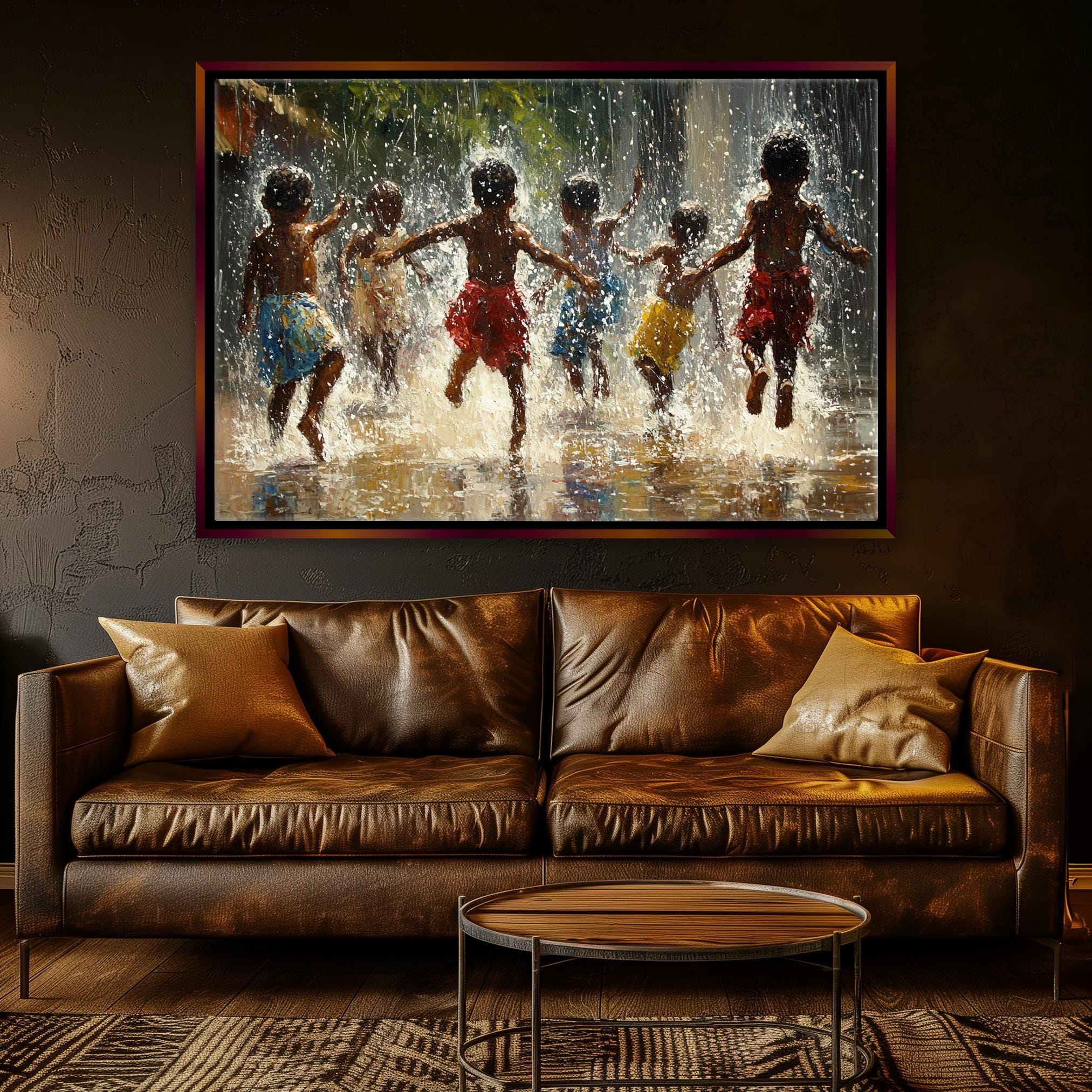 African Children Wall Art - Extra Large Framed Gallery Wrapped Canvas Print