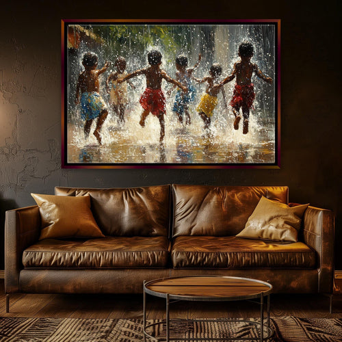 African Children Wall Art - Extra Large Framed Gallery Wrapped Canvas Print