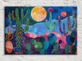 Desert Night Wall Art – Collage Style Southwest Desert Scene on Gallery Wrapped Canvas