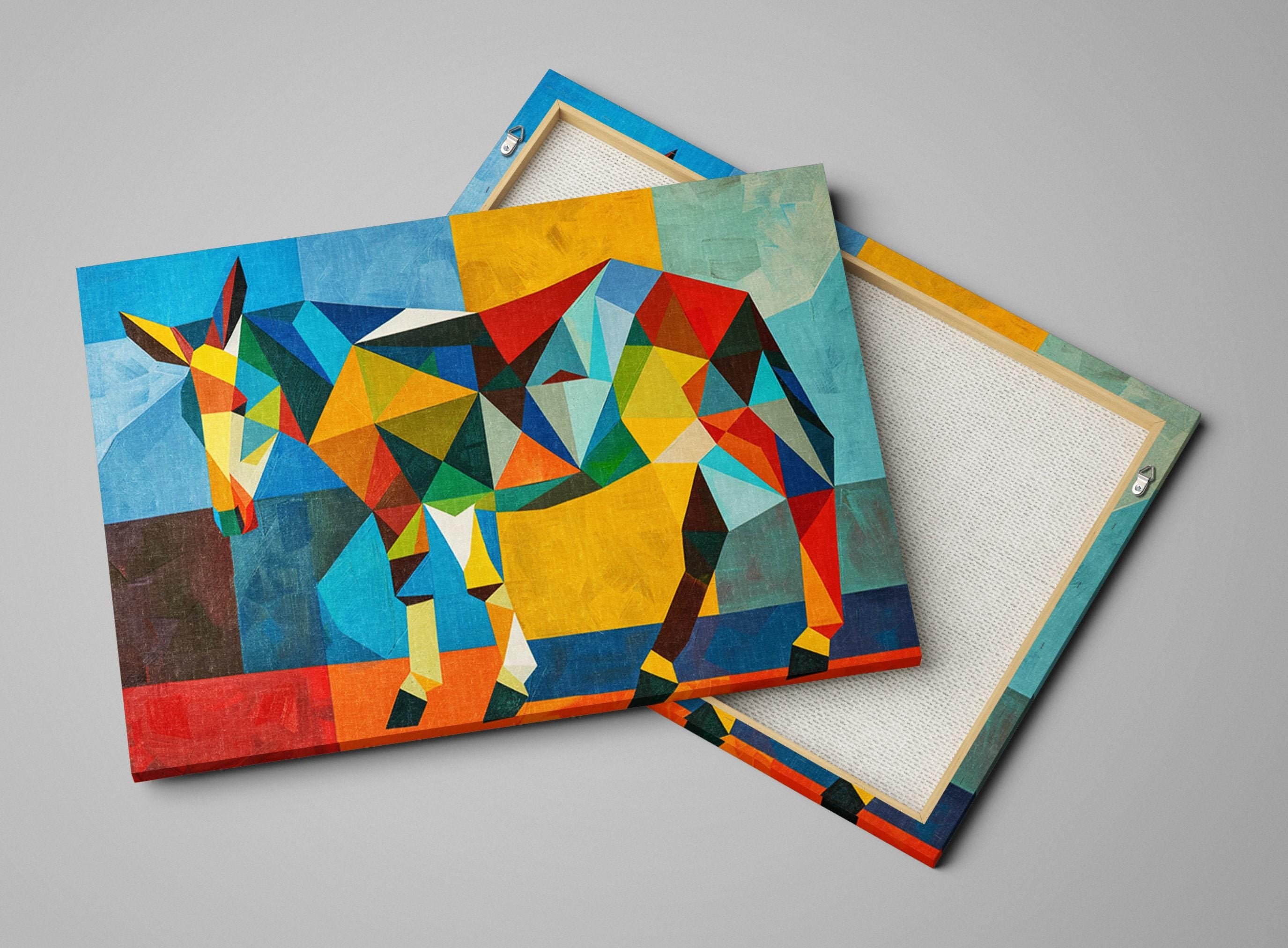 Geometric Donkey Art - Mid Century Modern Large Canvas Art | Ready to Hang Gallery Wrapped Canvas