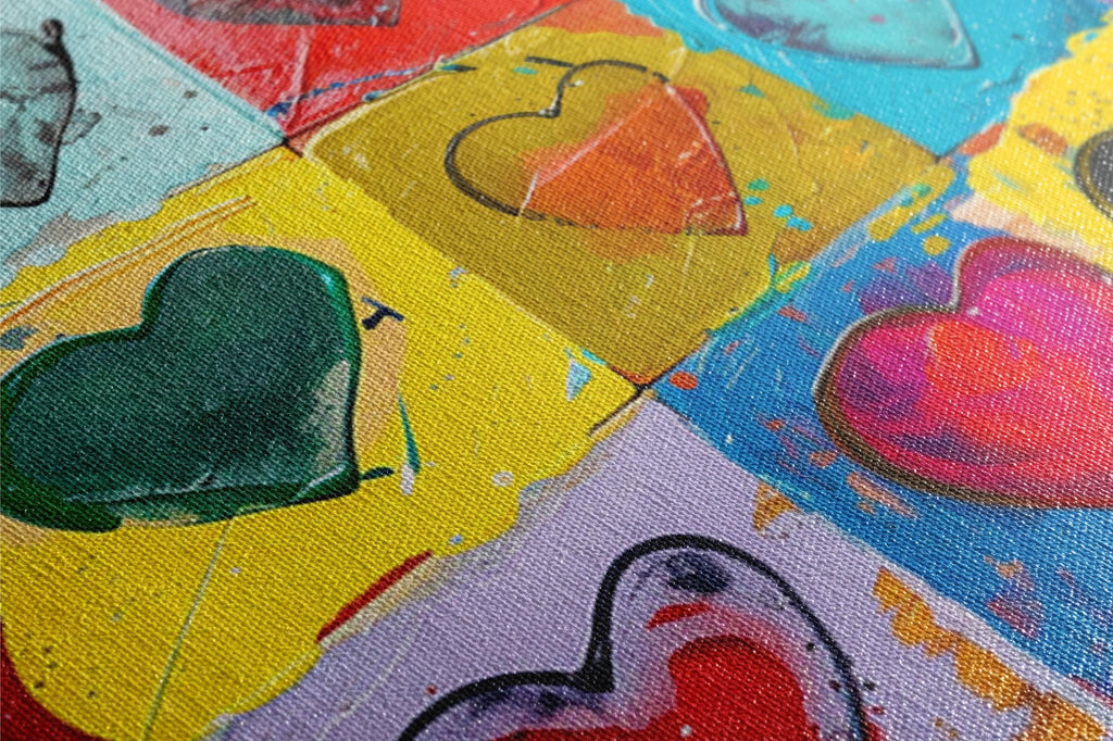 Abstract Heart Painting – Extra Large Gallery Wrapped Canvas | Colorful Hearts Art