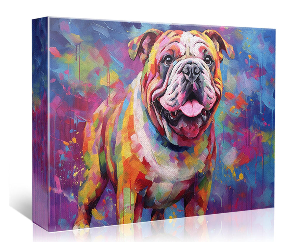 English Bulldog Canvas Art – Colorful Bulldog Wall Art With Fade Resistant Ink
