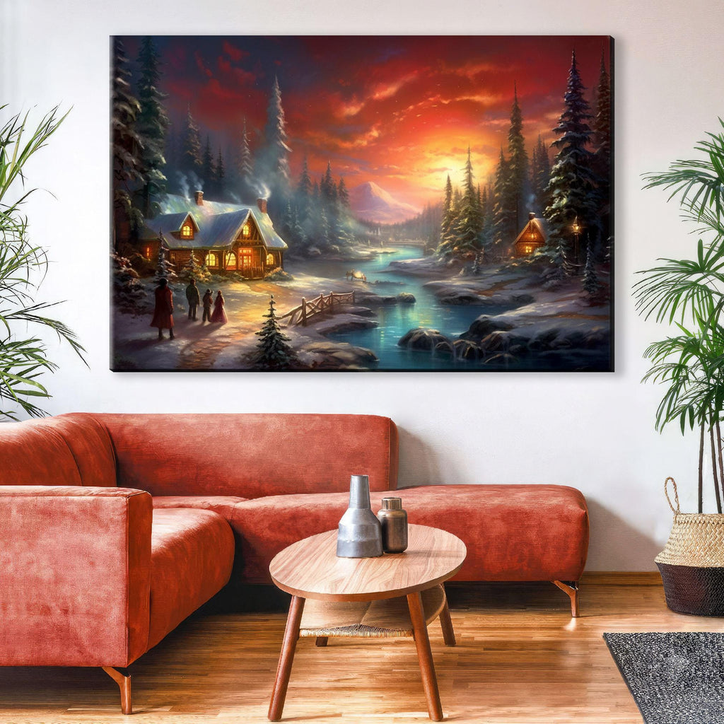 Christmas Canvas Art - Classic Woodland Christmas Scene | Gallery Wrapped Canvas Print