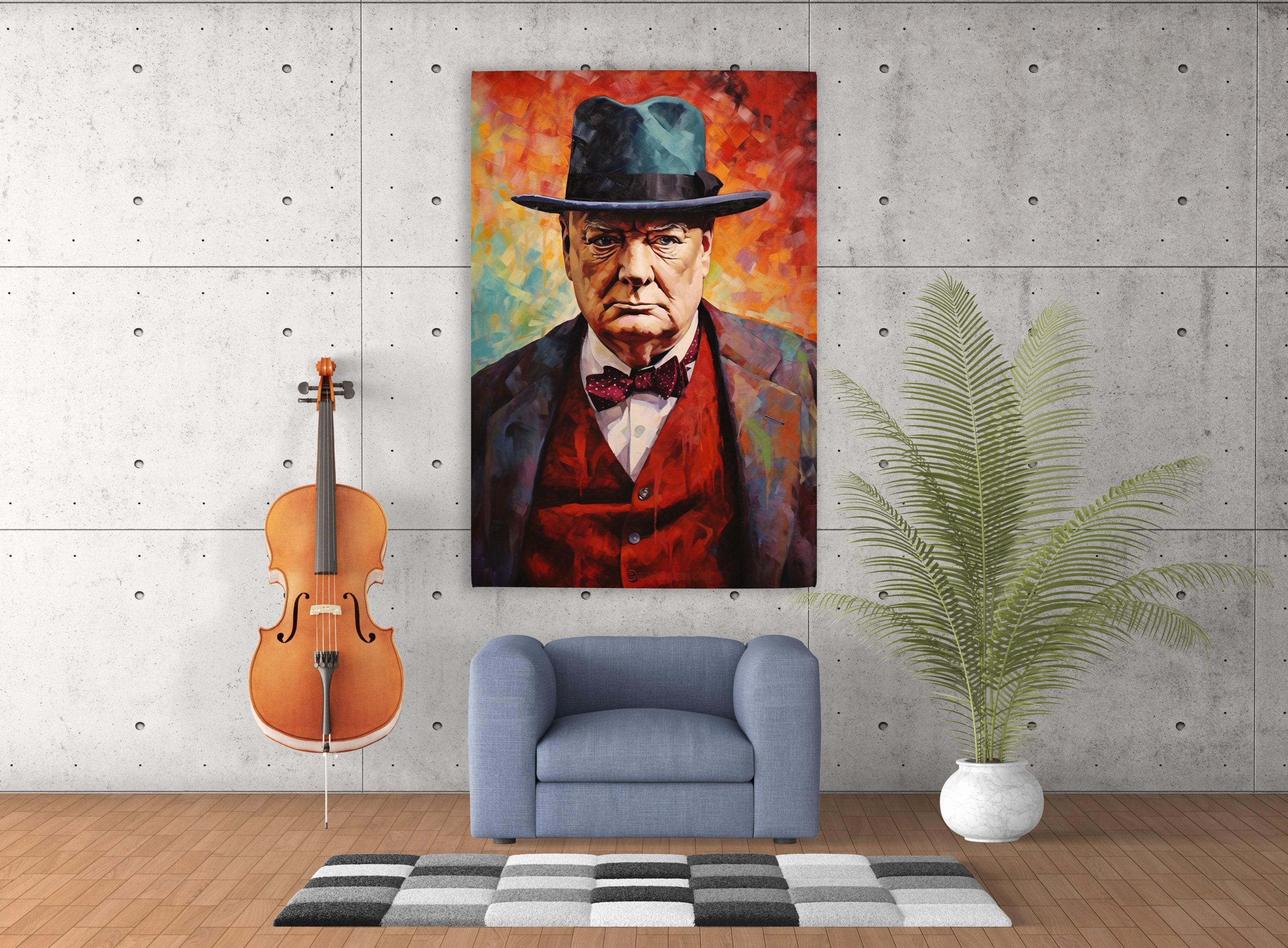 Winston Churchill Canvas – Gallery Wrapped Large Canvas Print, Ready to Hang Wall Art