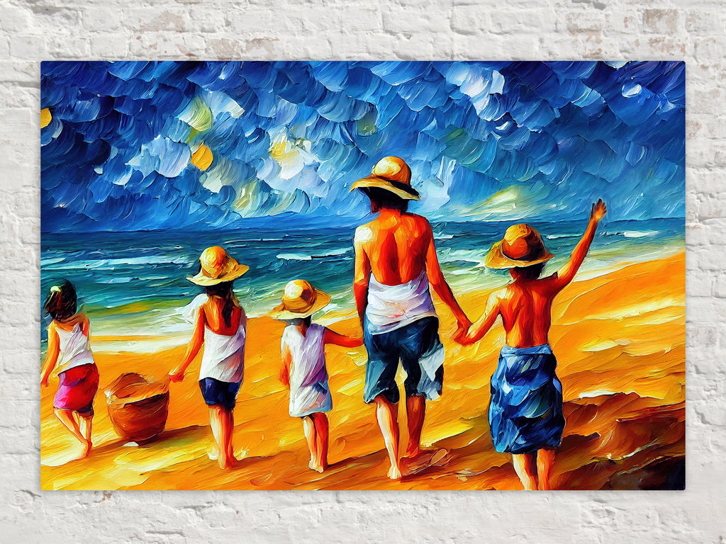 Kids Beach Canvas Print - Vibrant Colorful Canvas Art with Wooden Frame