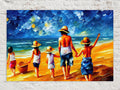Kids Beach Canvas Print - Vibrant Colorful Canvas Art with Wooden Frame
