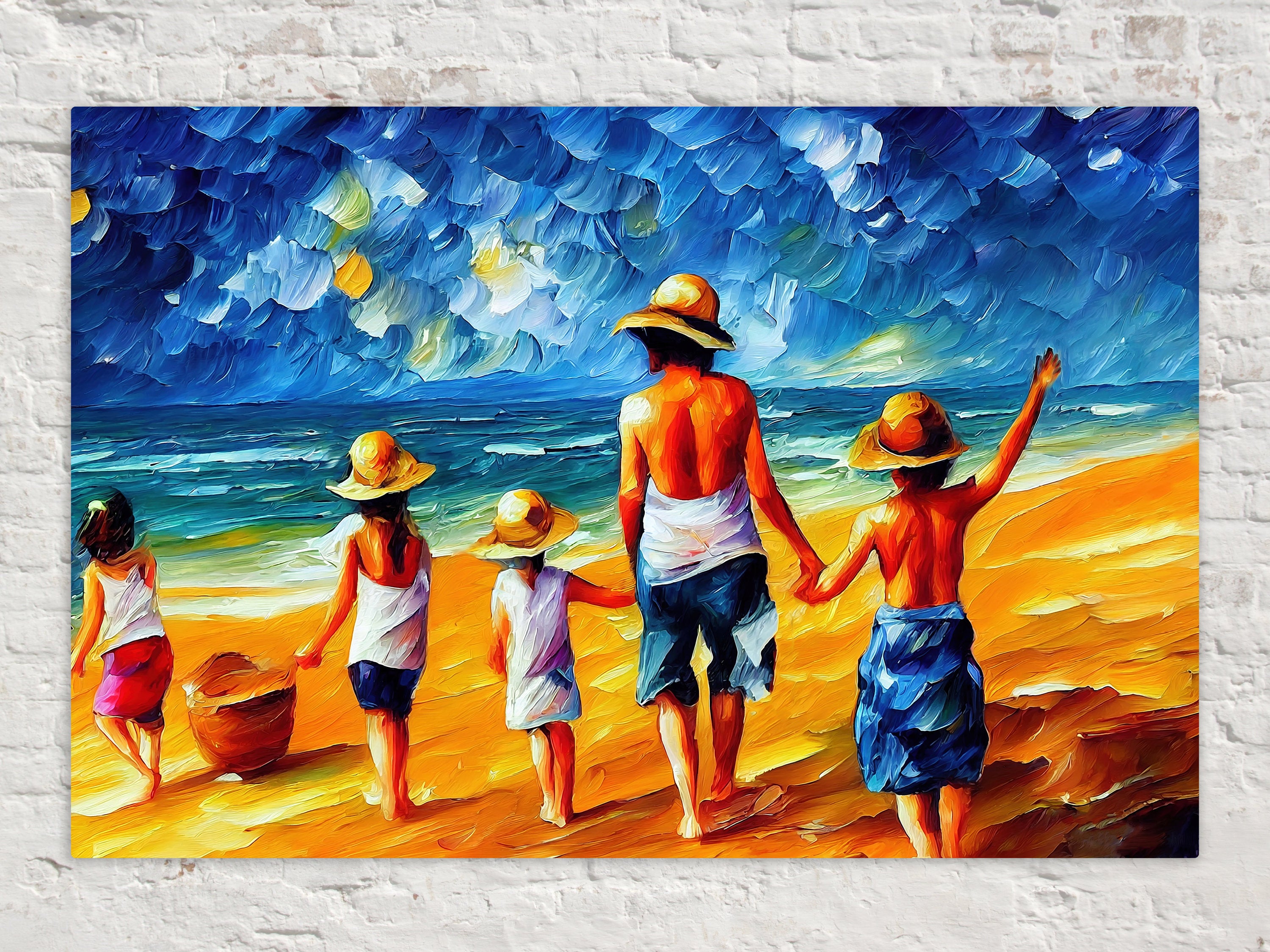 Kids Beach Canvas Print - Vibrant Colorful Canvas Art with Wooden Frame