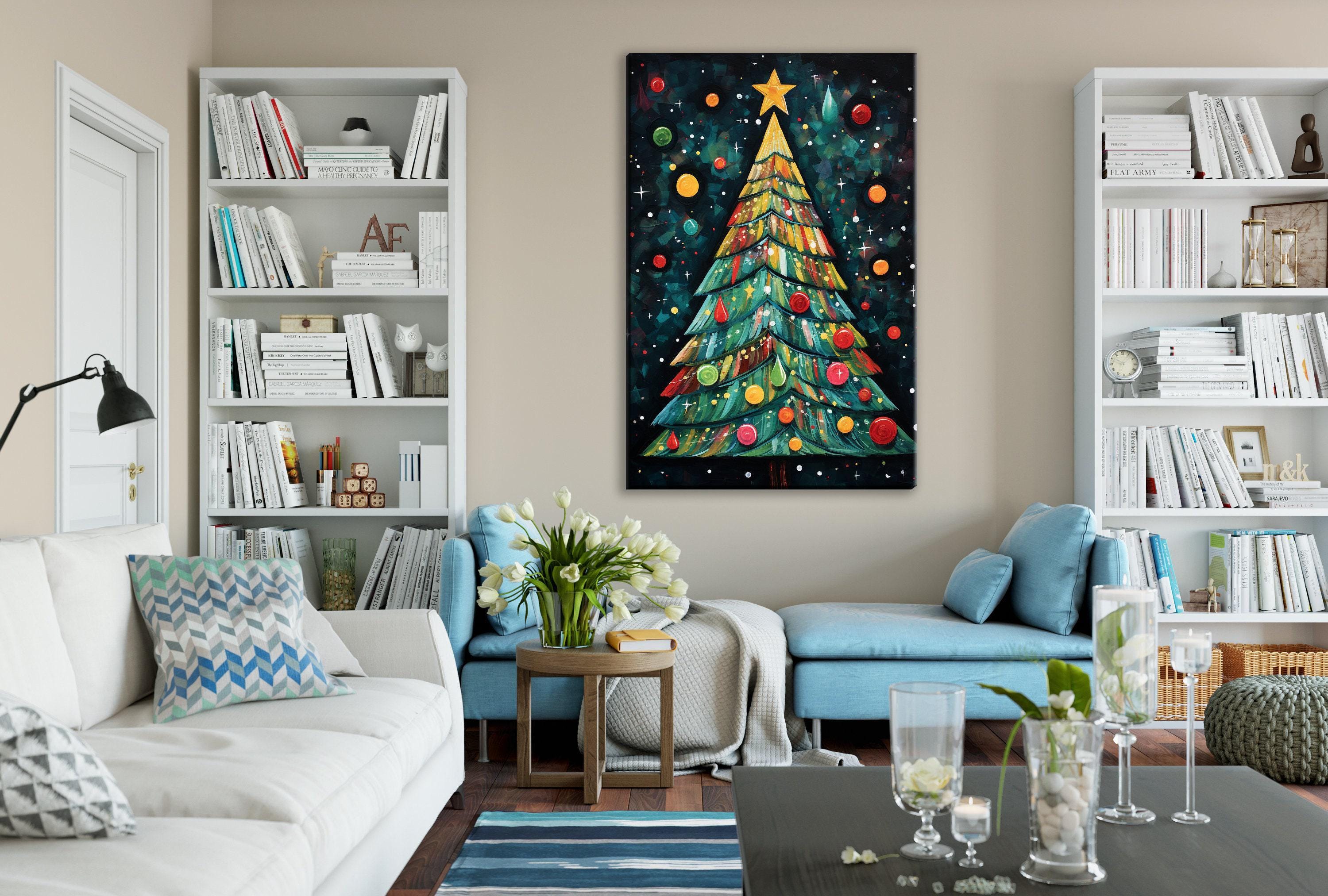 Boho Christmas Canvas - Large Gallery Wrapped Canvas Print with Vibrant Holiday Artwork