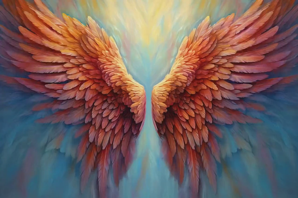 Angel Wings Canvas Art – Large Wood Framed Spiritual Wall Art Print