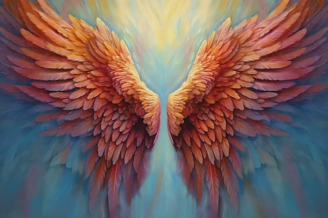 Angel Wings Canvas Art – Large Wood Framed Spiritual Wall Art Print