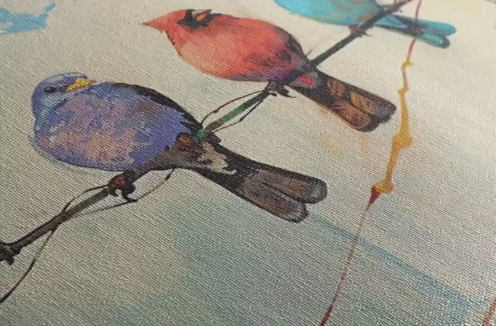 Colorful Birds Canvas | Extra Large Panoramic Wall Art - Horizontal Canvas Print, Ready to Hang