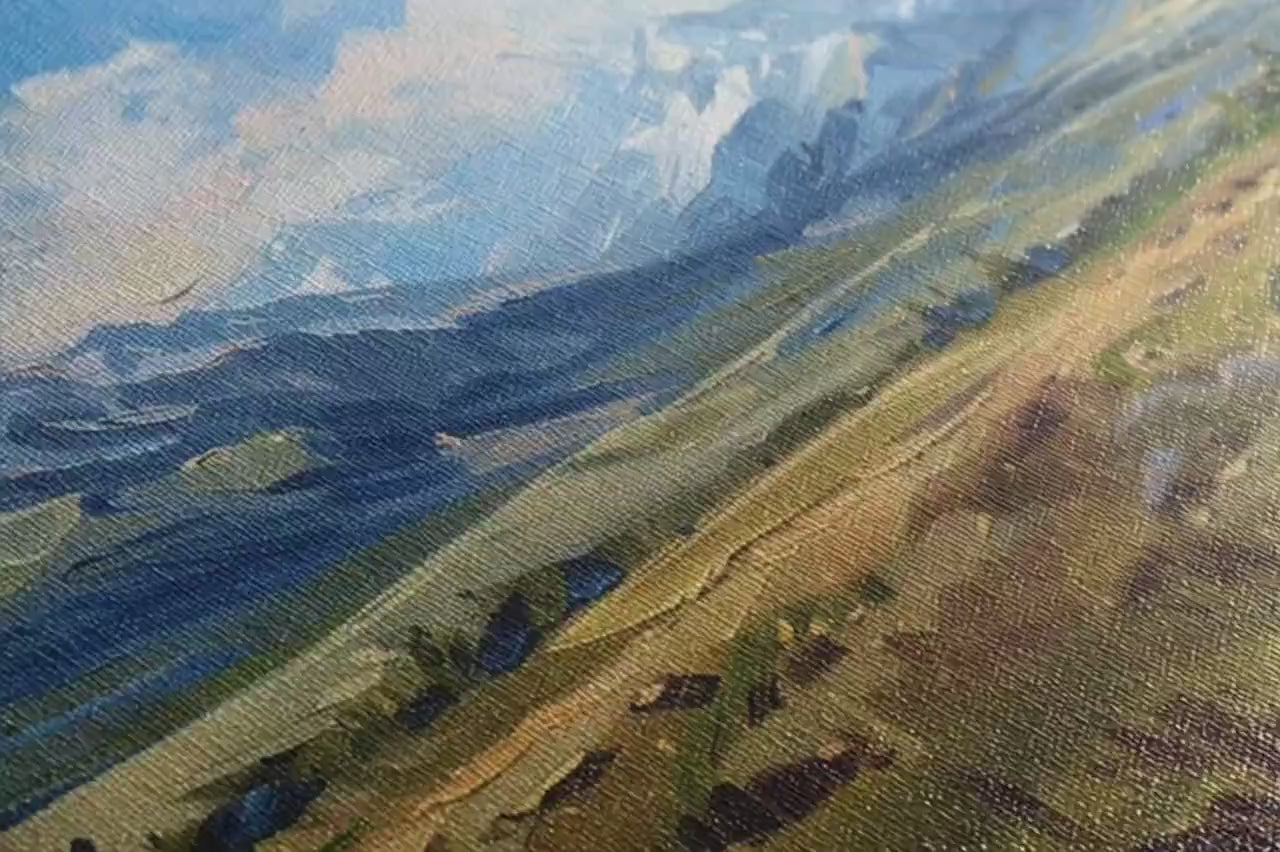 Mountain Scene Wall Art – Panoramic Framed Canvas With Real Wood Frame, Extra Large