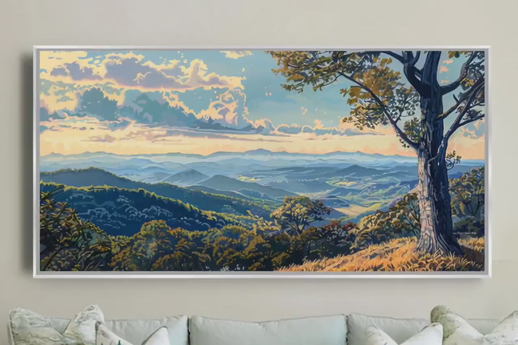 Blue Ridge Mountain Canvas - Panoramic Wall Art | Extra Large Framed or Unframed